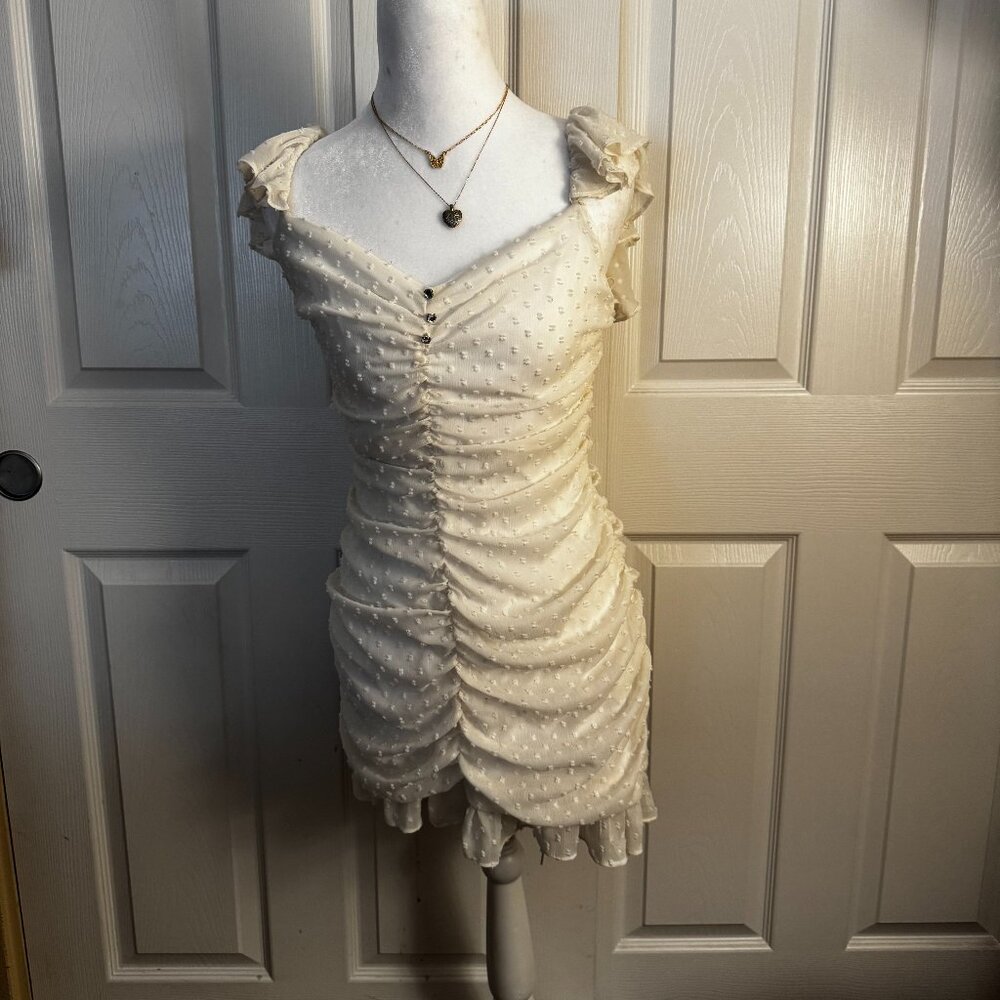 Zara Cream Polka Dot Mini Dress